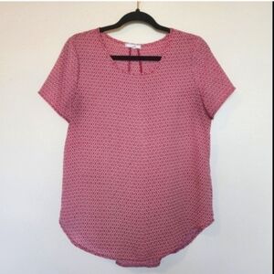 Pleione Pink Short Sleeve Blouse Relaxed Fit Small